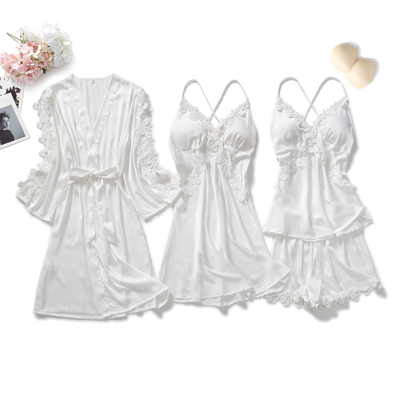 SILK NIGHT SUIT - WHITE