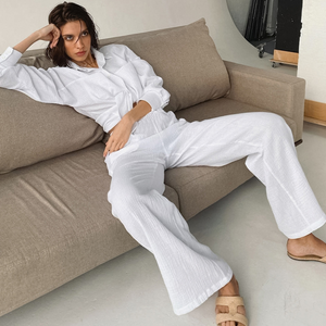 Double Layered Cotton Shirt Pajamas Set