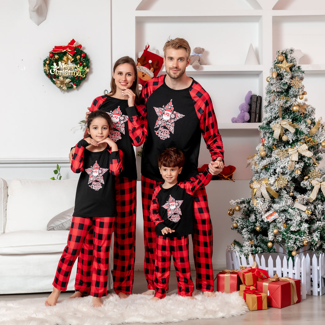 Christmas Tree Starry Gypsophila Plaid Printed Pajamas Set