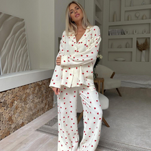 Load image into Gallery viewer, Love Print Pure Cotton Wide Leg Pajamas Set
