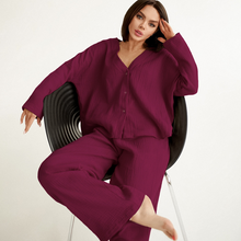 Load image into Gallery viewer, Two Piece Pure Cotton Wide Leg Pajamas Set
