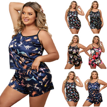 Load image into Gallery viewer, Plus Size Round Neck Sleeveless Pajamas Set For Women
