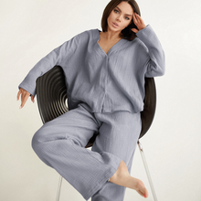 Load image into Gallery viewer, Two Piece Pure Cotton Wide Leg Pajamas Set
