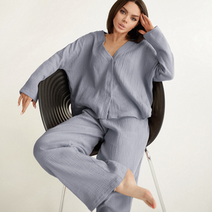 Two Piece Pure Cotton Wide Leg Pajamas Set