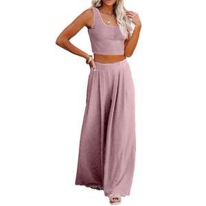 Wide Leg Pajamas with Matching Sleeveless Top