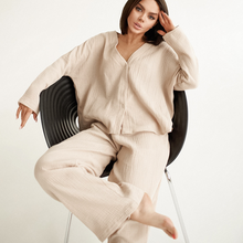 Load image into Gallery viewer, Two Piece Pure Cotton Wide Leg Pajamas Set
