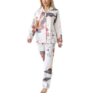 Cotton Printed Long Sleeved Women's Pajamas Set