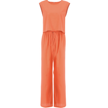 Load image into Gallery viewer, Orange Color Pure Cotton Wide Leg Sleeveless Pajamas Set
