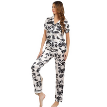 Load image into Gallery viewer, Black Rose Printed Short Sleeve Pajamas Set
