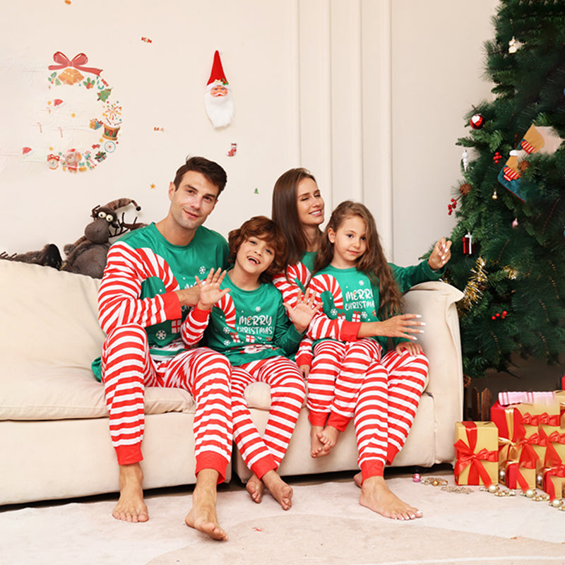 Santa Holiday Striped Family Matching Pajamas