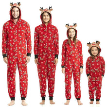 Load image into Gallery viewer, Jumpsuit with hoodie Matching family Christmas Pajama Set

