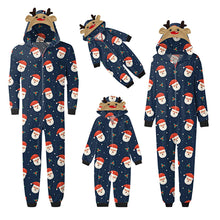 Load image into Gallery viewer, Santa Jumpsuit with hoodie Matching family Christmas Pajama Set
