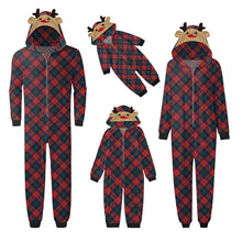 Load image into Gallery viewer, Plaid Jumpsuit with hoodie Matching family Christmas Pajama Set
