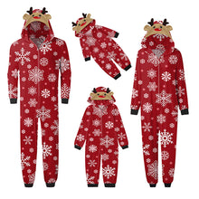 Load image into Gallery viewer, Snowflake in Red Jumpsuit with hoodie Matching family Christmas Pajama Set
