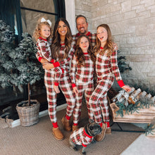 Load image into Gallery viewer, Check Print Round Neck Matching Family Christmas Pajamas Set
