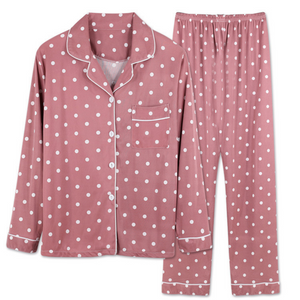 Pink Wave Point Pajamas Set