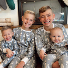 Load image into Gallery viewer, Grey and White Round Neck Matching Family Christmas Pajamas
