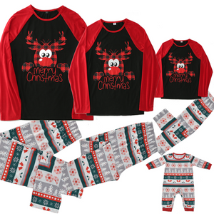 Red Christmas Deer Pattern Pajamas Sets