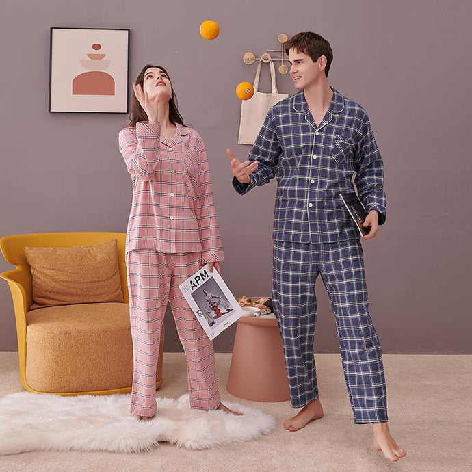 matching-check-pajamas-set-for-couple