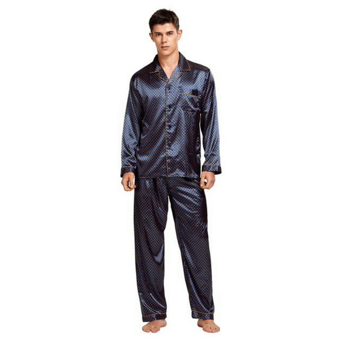 Men Silk Printed Pajamas Set