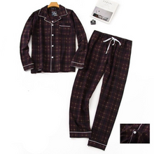 Load image into Gallery viewer, Plaid Cotton long Sleeve Pajamas Set
