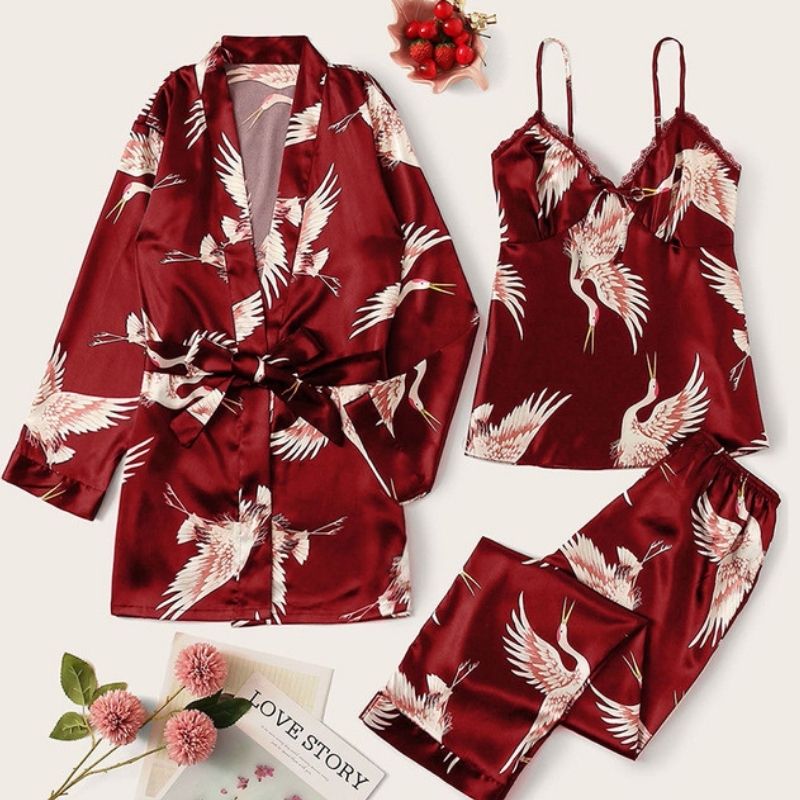Red Flamingo 3 Piece Pajamas Set