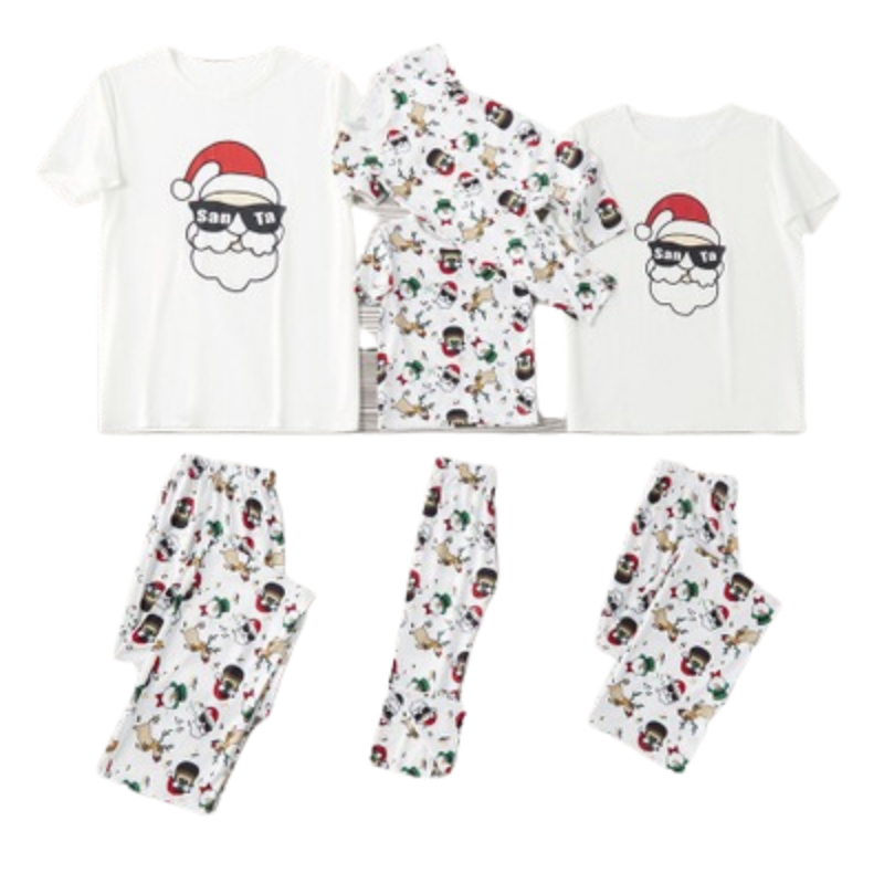 White Santa Matching Family Pajamas