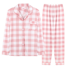 Load image into Gallery viewer, Women Pink Big Grid Pajamas Set
